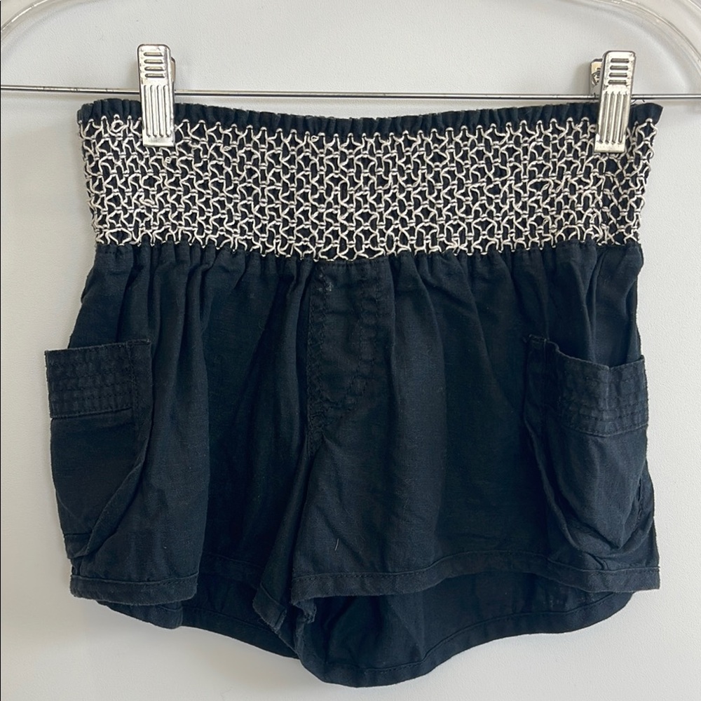 Black Girls Shorts with Patterned Waistband Size 11